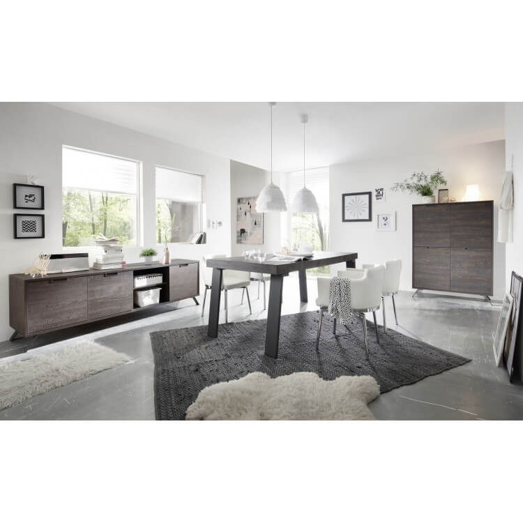 Salle à manger contemporaine coloris wengé Irvine Matelpro