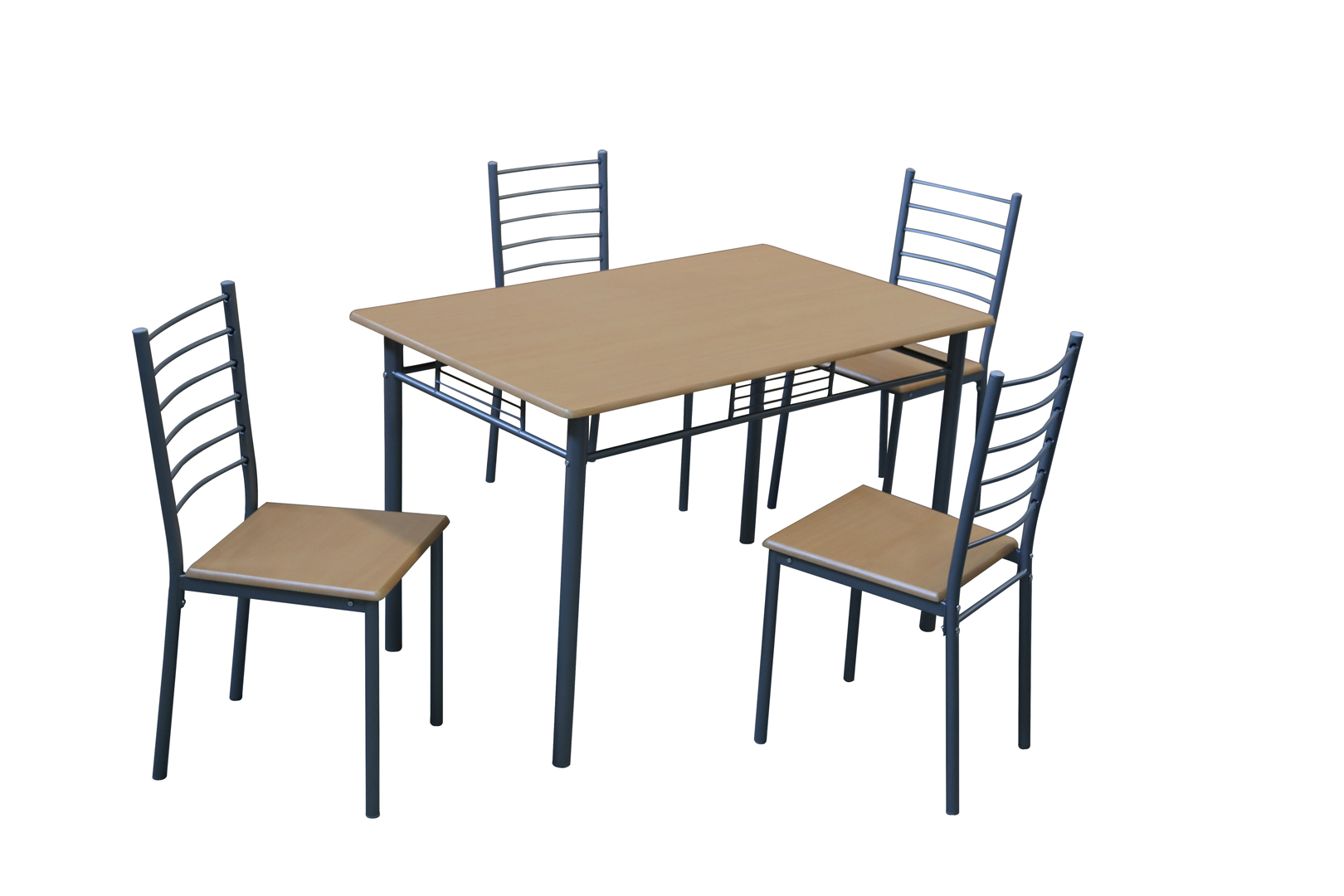 Ensemble table et chaises contemporain chêne/gris Elsa