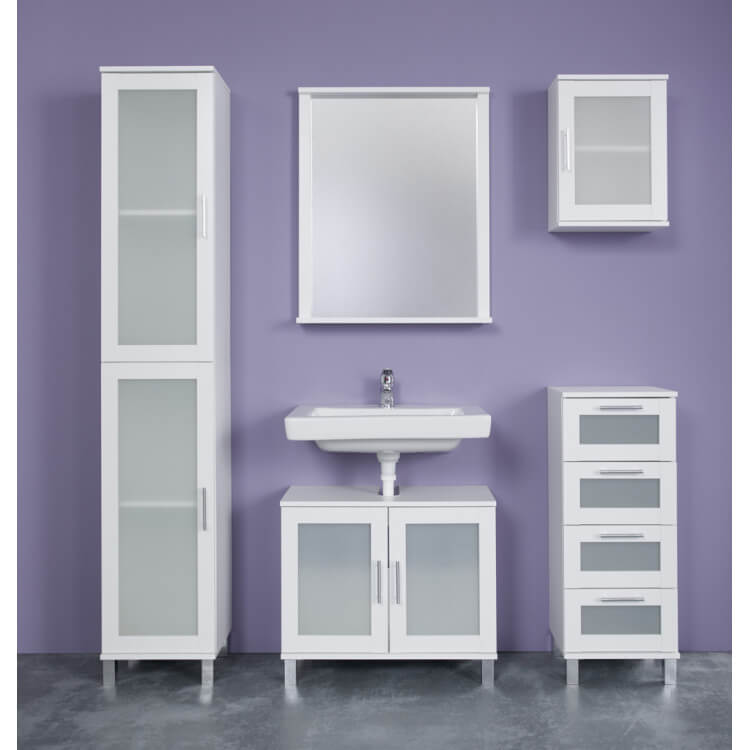 Ensemble de salle de bain contemporain blanc Yolo