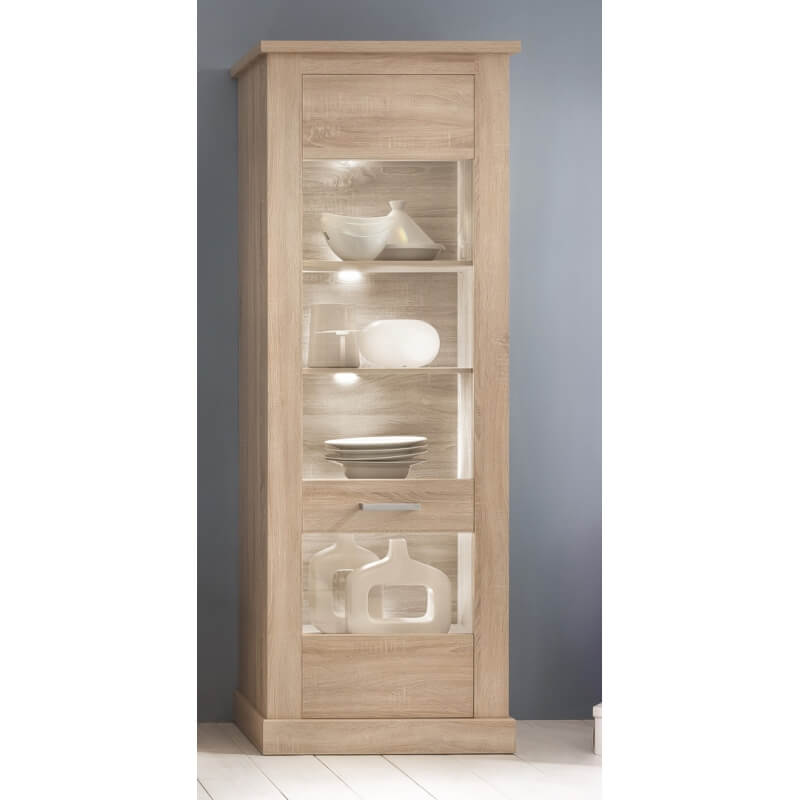 Vitrine contemporaine chêne clair avec éclairage Zahara