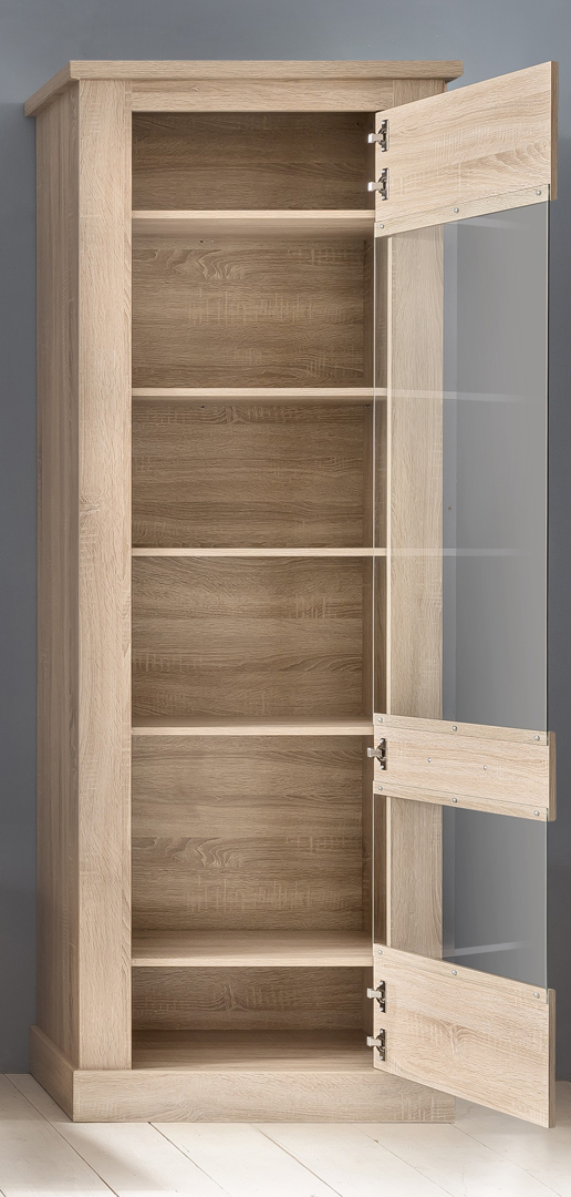 Vitrine contemporaine chêne clair avec éclairage Zahara