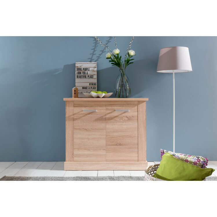 Meuble de rangement contemporain 2 portes chêne clair Zahara