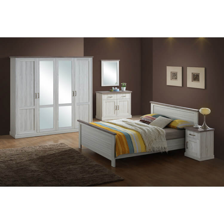 Chambre adulte complète contemporaine chêne clair/marron Solange