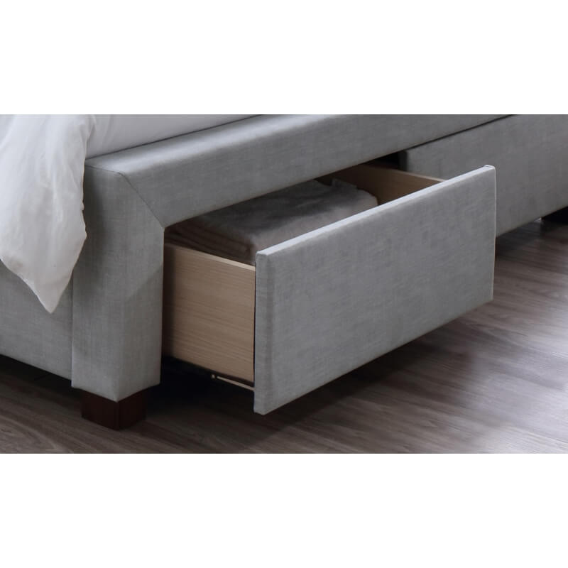 Lit adulte contemporain en tissu gris Fabrizio
