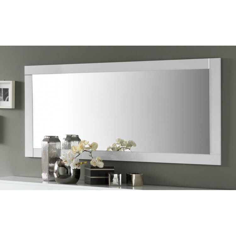 Miroir de salle à manger rectangulaire 140 cm blanc laqué Mégane