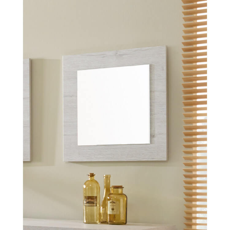 Miroir carré de salle à manger coloris chêne blanc Liliane