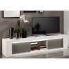 Meuble TV design laqué blanc/gris avec éclairage 195 cm Cecile