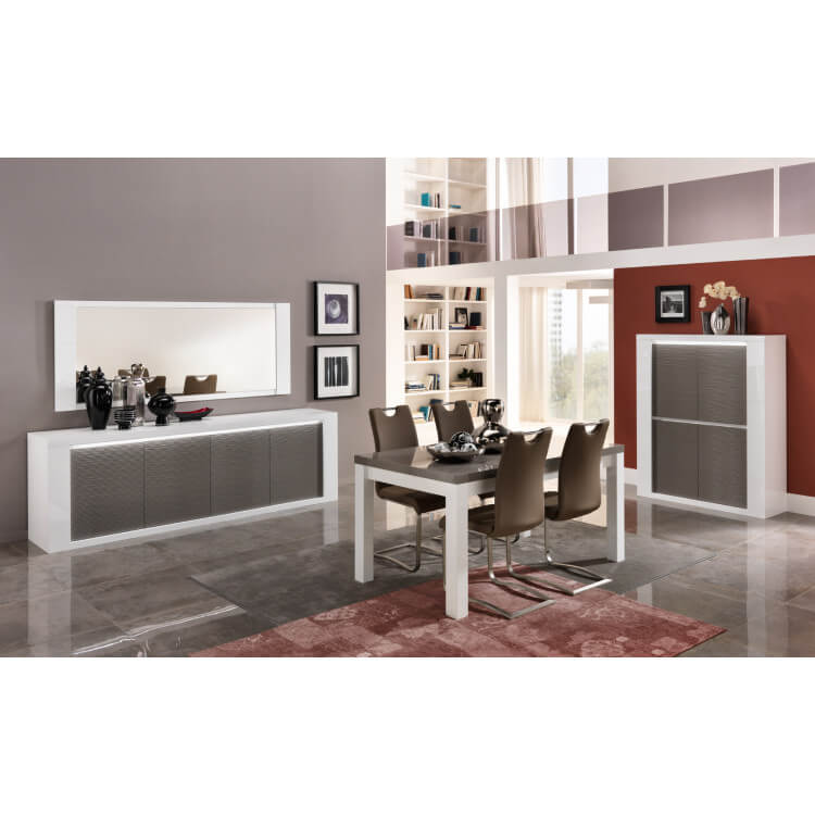 Salle A Manger Design Laquee Blanc Gris Cecile Matelpro