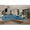 Canapé d'angle fixe design en PU bleu Koreva