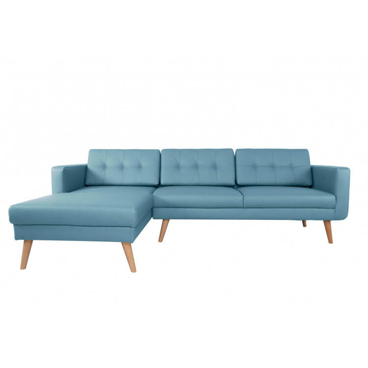 Canapé d'angle fixe design en PU bleu Koreva