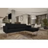 Canapé d'angle fixe design en PU noir Koreva