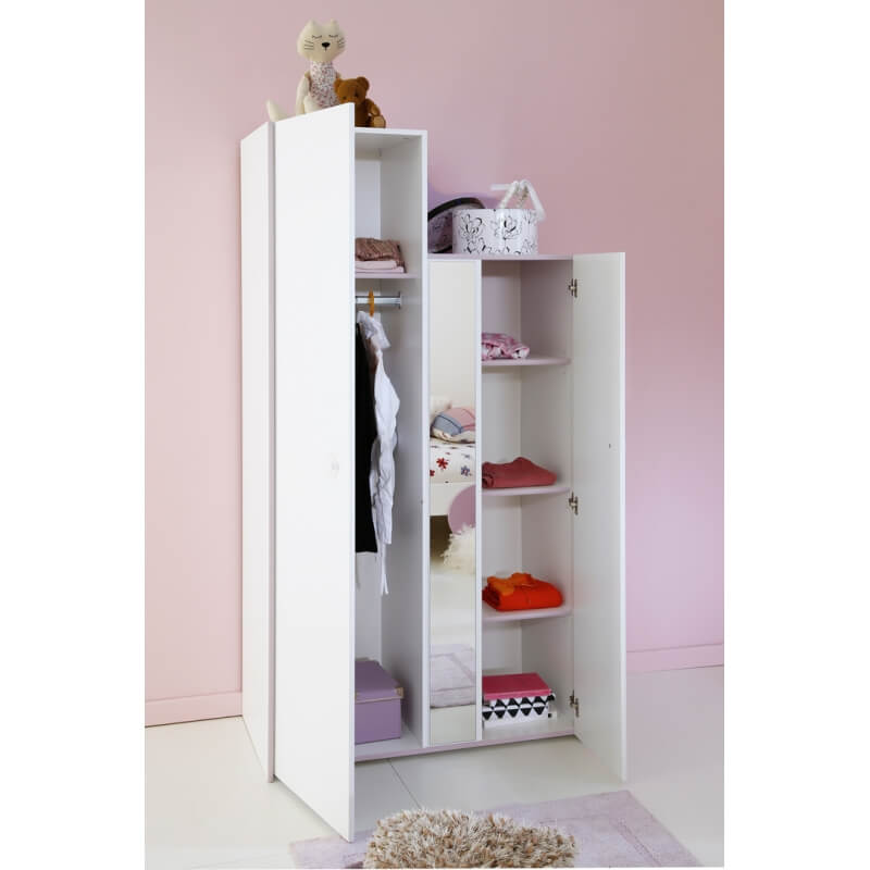 Armoire enfant contemporaine blanche/lilas Elisa