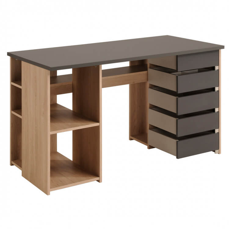 Bureau contemporain coloris chêne/gris Elfie