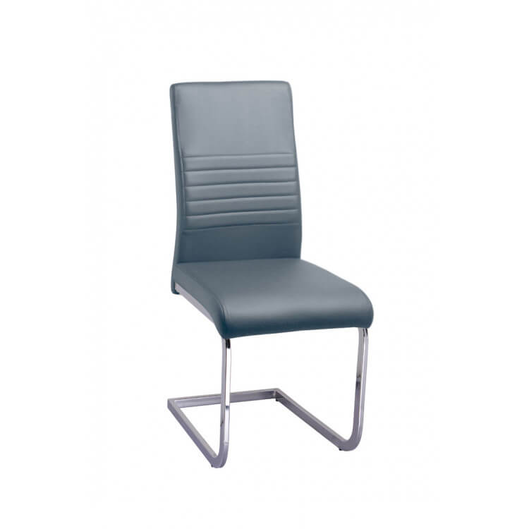 Chaise de salle à manger design en métal & PU coloris gris (lot de 4) Paulo
