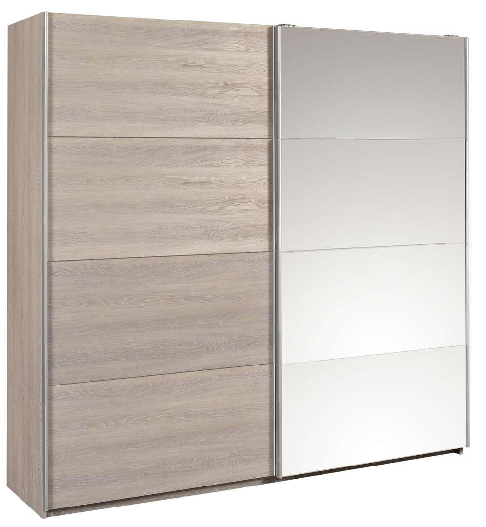 Armoire adulte contemporaine portes coulissantes chêne clair Mimosa