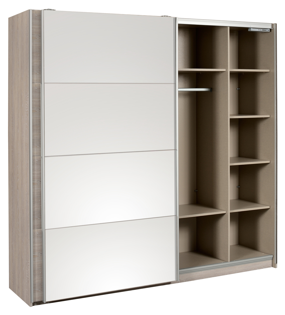 Armoire adulte contemporaine portes coulissantes chêne clair Mimosa