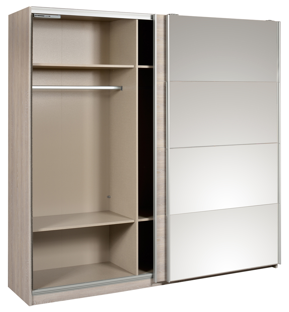 Armoire adulte contemporaine portes coulissantes chêne clair Mimosa