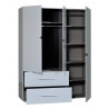 Armoire adulte design 3 portes coloris blanc brillant Jennifer