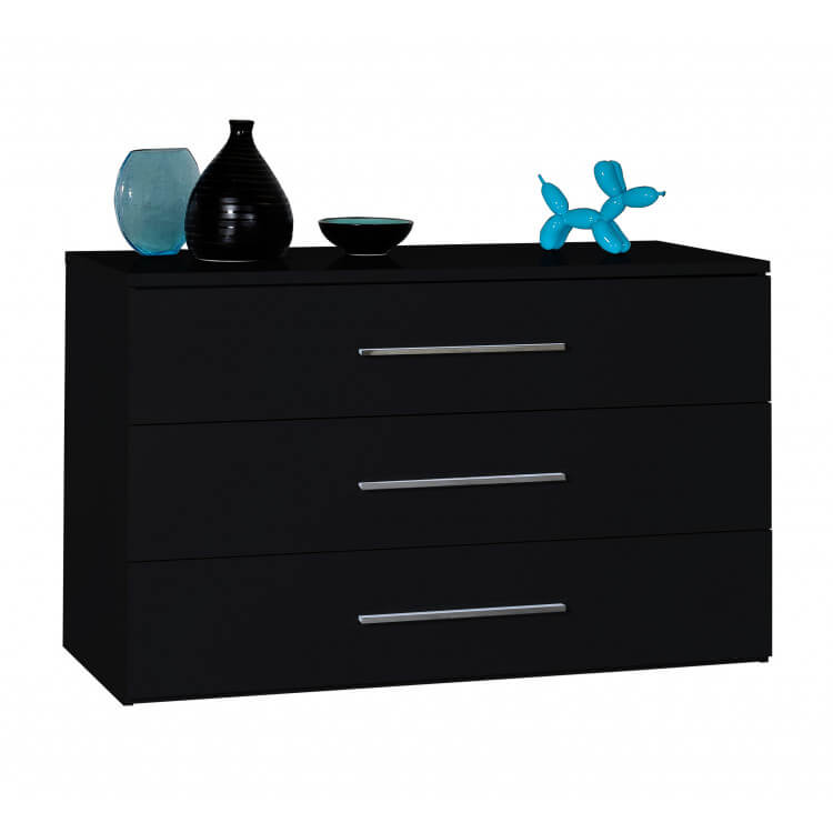 Commode design 3 tiroirs coloris noir brillant Ivona