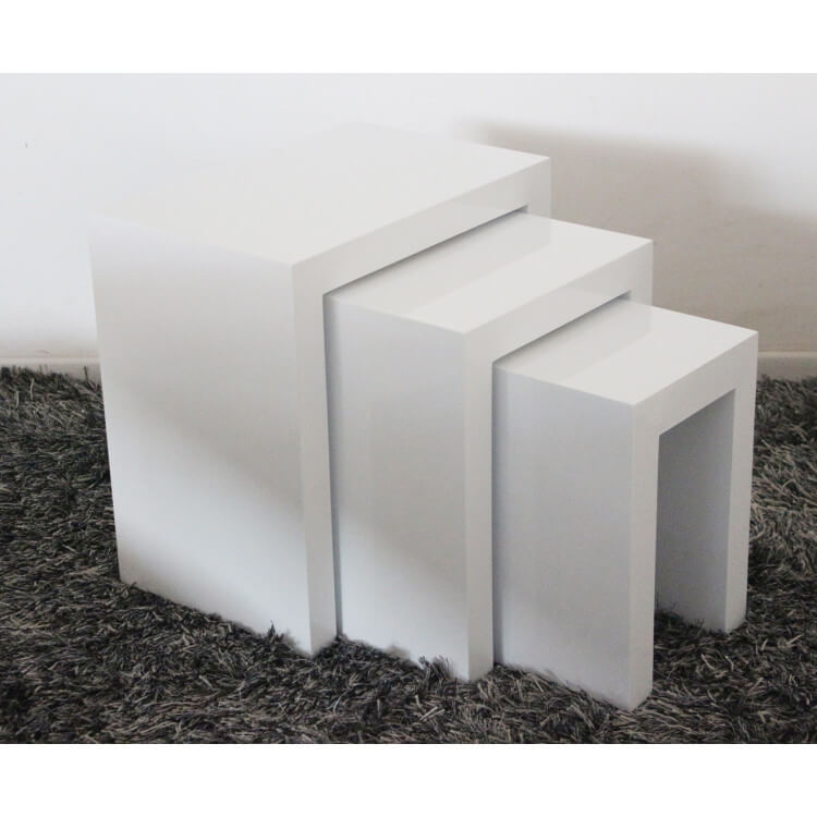 Tables basses gigognes contemporaines coloris blanc brillant Jessie