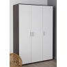 Armoire contemporaine 3 portes blanche/café Gladys