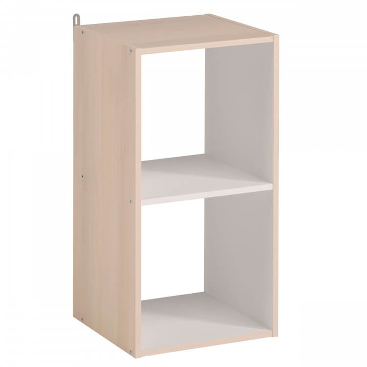 Meuble de rangement 2 compartiments blanc/acacia Lilicube