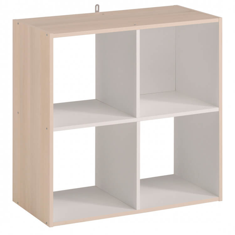 Meuble de rangement 4 compartiments blanc/acacia Lilicube