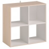 Meuble de rangement 4 compartiments blanc/acacia Lilicube