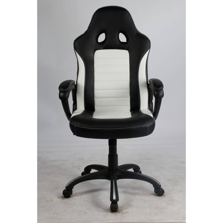 Fauteuil de bureau design en PU noir/blanc Justin