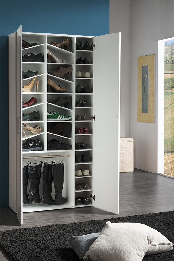 Armoire à chaussures design laquée blanche Corinthe