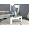 Table basse design rectangulaire blanc laqué/décor ciment Ginko