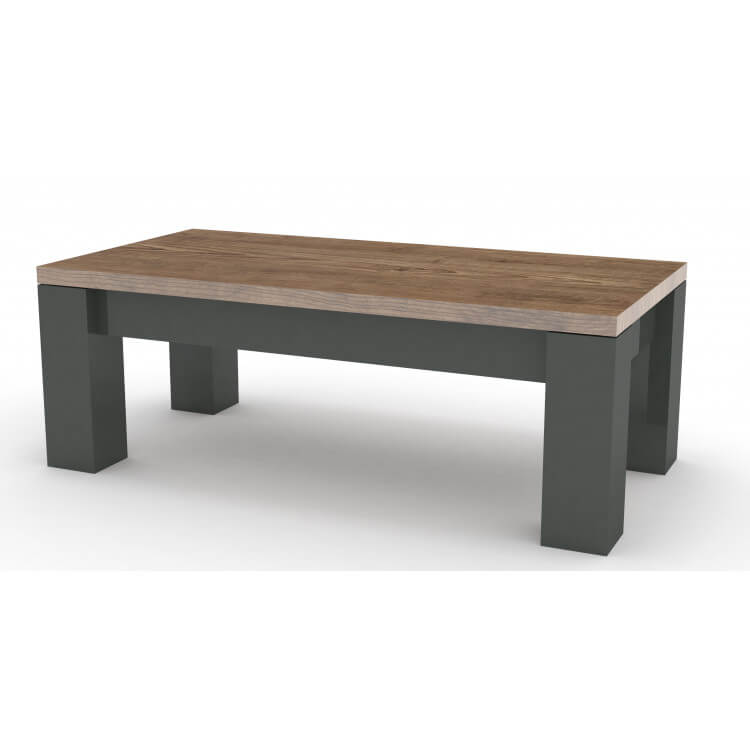 Table basse design rectangulaire gris laqué/chêne Bamako