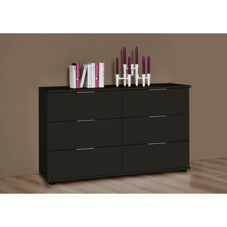 Commode design 6 tiroirs coloris graphite Davina