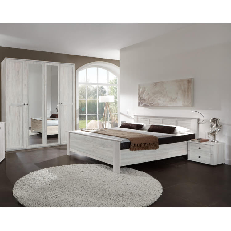 Chambre adulte contemporaine coloris chêne blanc Solane