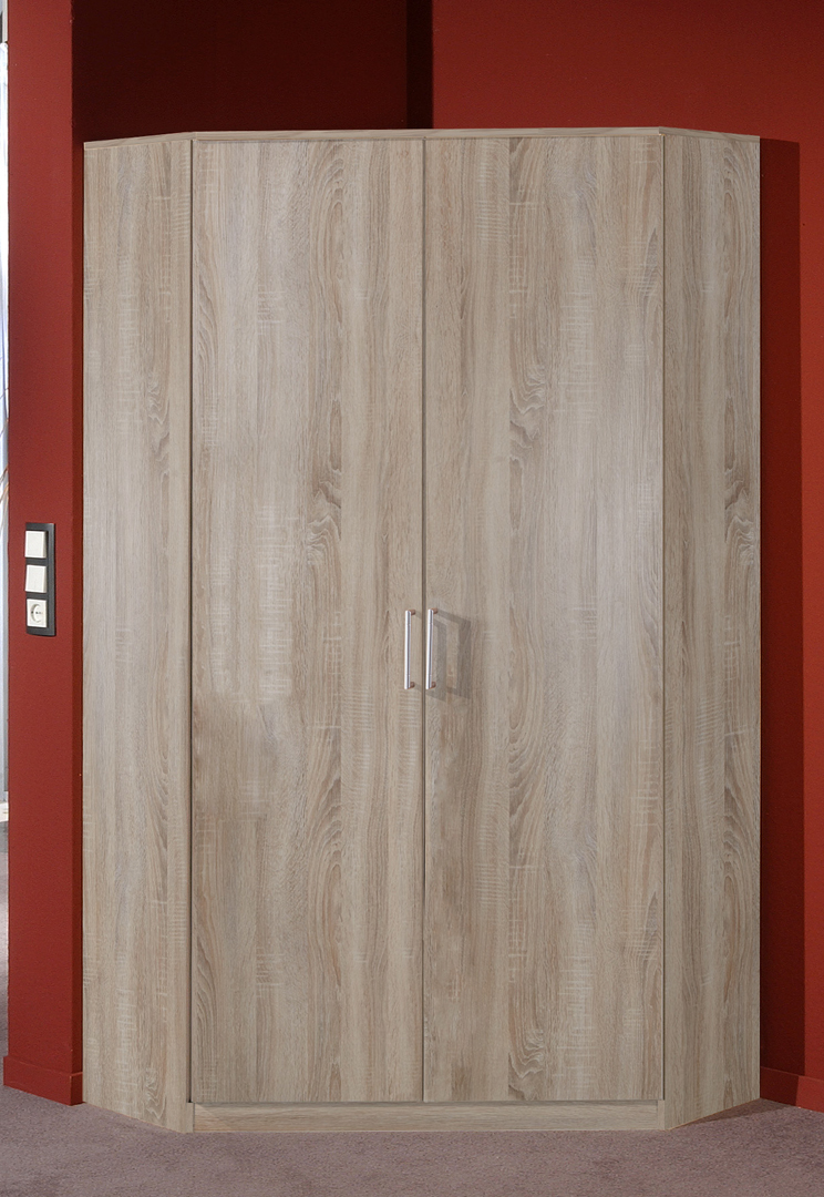Armoire d'angle contemporaine 2 portes coloris chêne Carola Matelpro