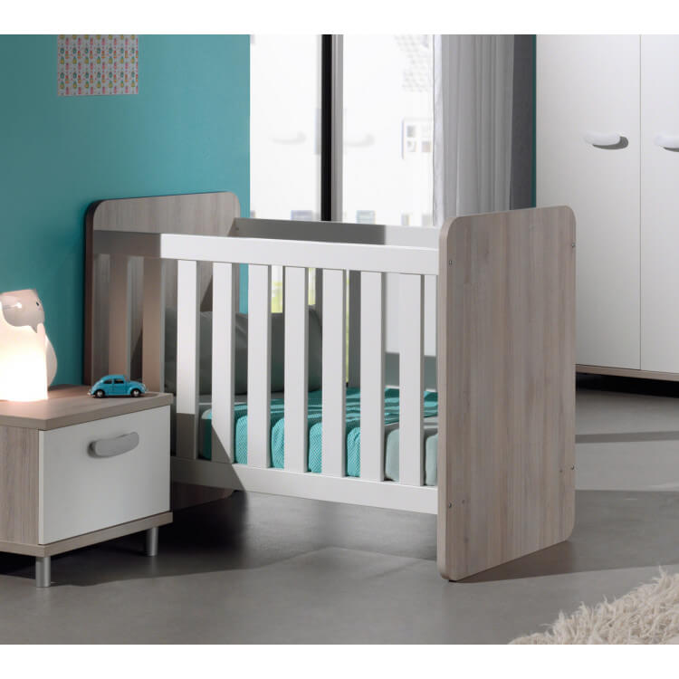 Lit bébé contemporain coloris grège/blanc Violine