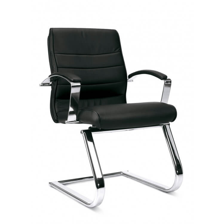 Chaise de bureau design en cuir noir Modeo