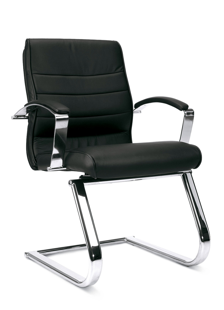 Chaise de bureau design en cuir noir Modeo