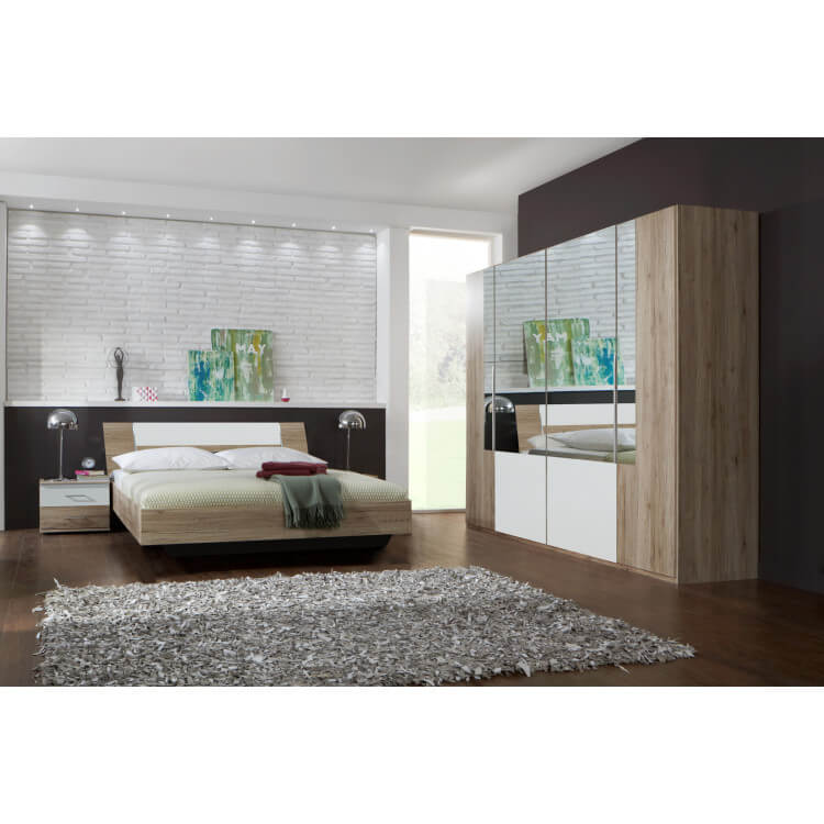 Chambre adulte contemporaine coloris chêne/blanc Texas