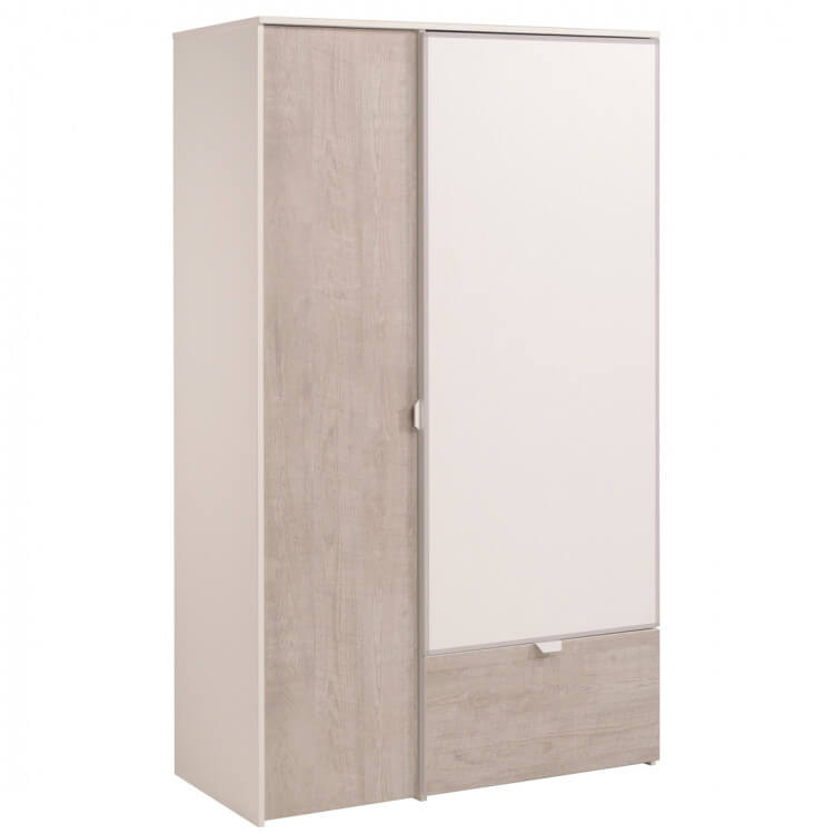 Armoire enfant contemporaine gris loft/blanc Sirocco