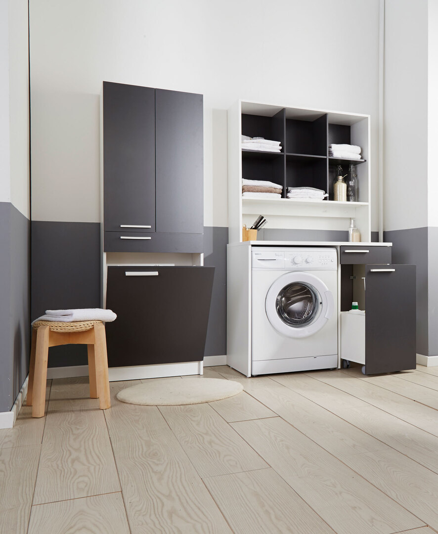 Meuble de rangement pour machine à laver blanc/gris ombre ...
