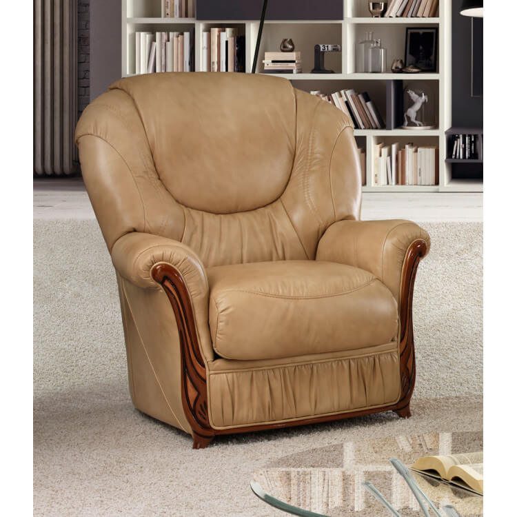 Fauteuil fixe contemporain en cuir beige Toronto