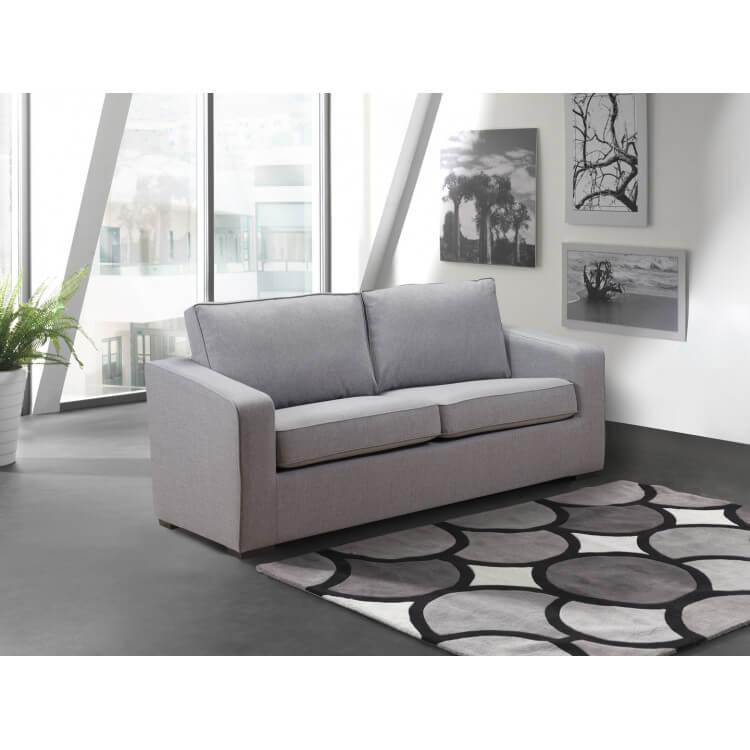 Canapé fixe 2 places contemporain en tissu gris Minerval