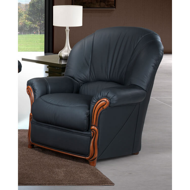 Fauteuil fixe contemporain en cuir noir Cobra