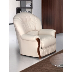 Fauteuil fixe contemporain en cuir blanc Wilfried