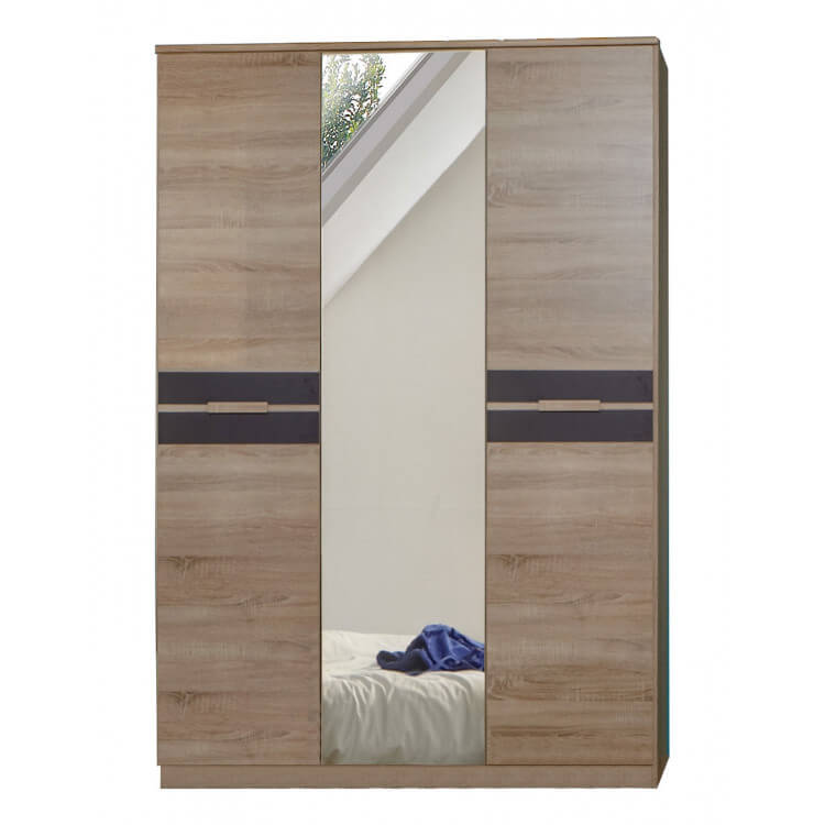 Armoire enfant contemporaine 3 portes coloris chêne/lave James