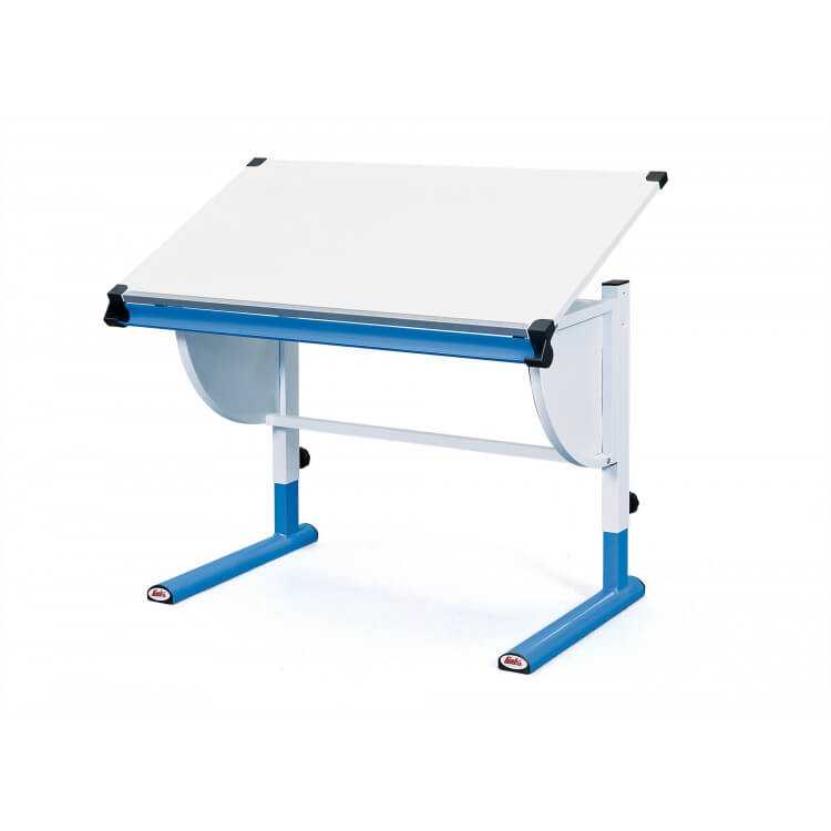 Bureau enfant contemporain inclinable blanc/bleu Tetris