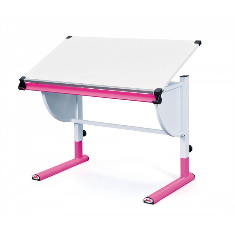 Bureau enfant contemporain inclinable blanc/rose Tetris