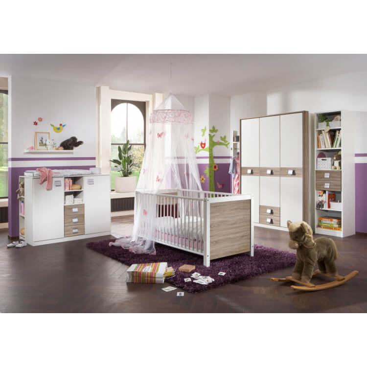 Chambre bébé contemporaine coloris blanc/chêne Pirouette II
