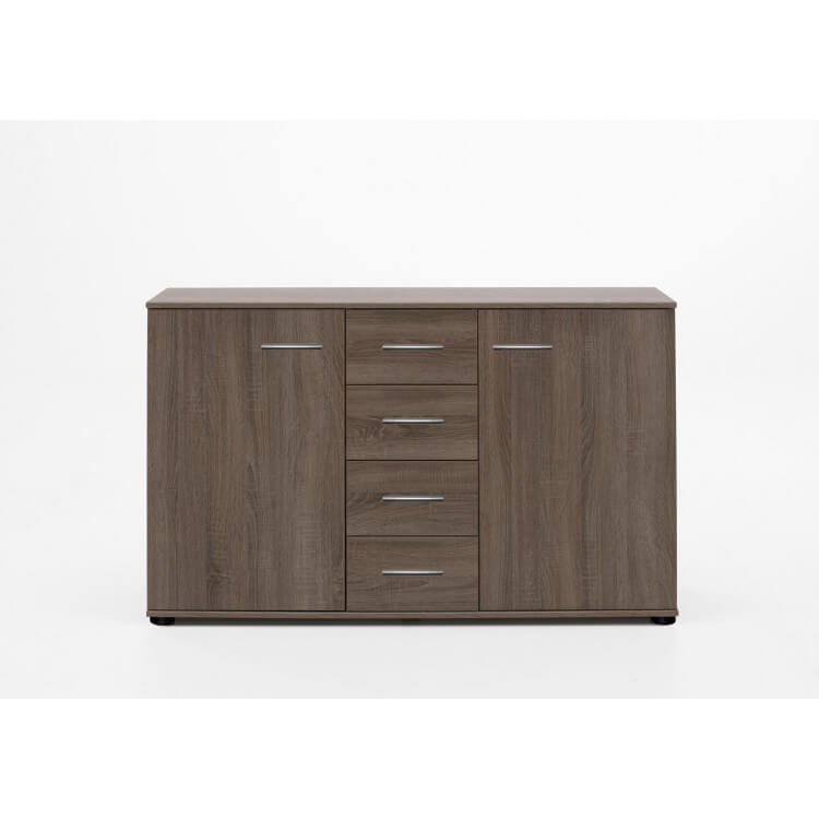 Commode adulte contemporaine 2 portes/4 tiroirs coloris chêne montana Enzo